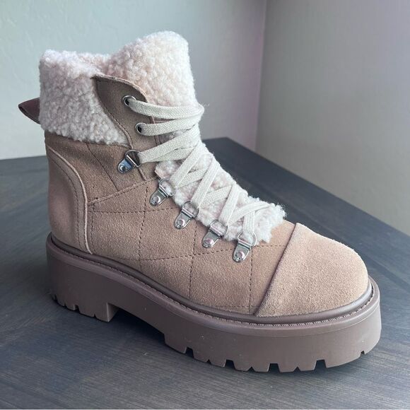 STEVE MADDEN Reyen Platform Boot in Oatmeal Suede Size 7.5 NEW - Picture 3 of 15